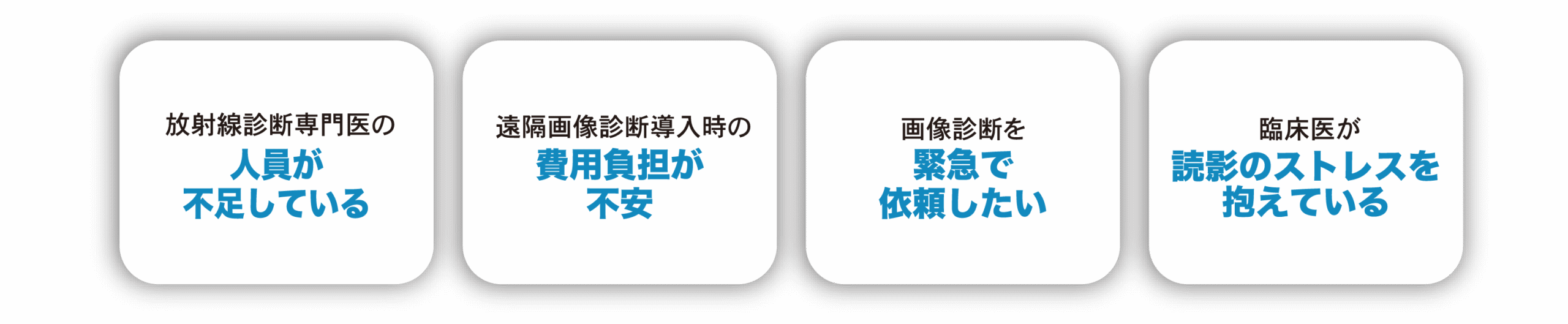 放射線科専門医の人員不足や費用負担など、画像診断に関する医療機関の課題を示す一覧
